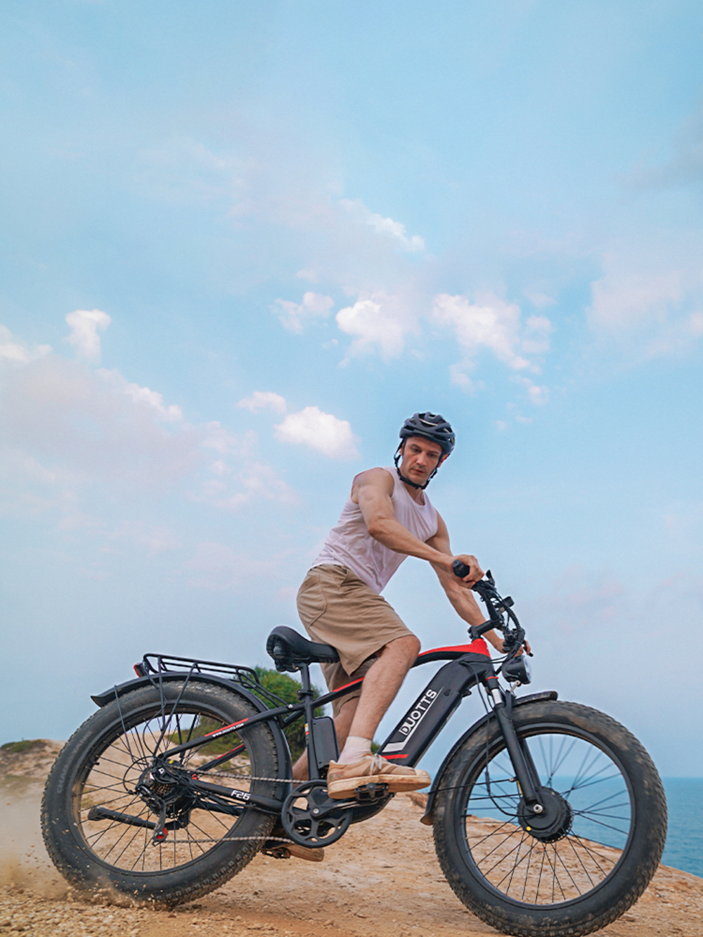 DUOTTS F26 Electric Mountain Bike 750W*2 Dual Motors Samsung 48V 20Ah Battery 26*4.0 Inch Fat Tires 55Km/h Max Speed 55 Degree Climbing Smart Color Display APP Dual Disc Brakes 150KG Max Load 100KM Range - Black