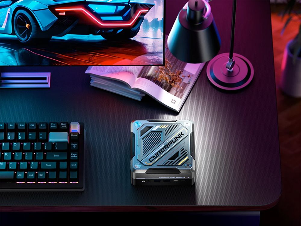 MN78 Gaming Mini PC with RGB Light, AMD Ryzen 7 7840HS Octa-Core 16 Threads Up to 5.1GHz, 32GB DDR5 RAM 1TB M.2 SSD, Windows 11 Pro, WiFi6 Bluetooth5.2, HDMI USB4 DP 4K@60Hz Triple Display, USB4*1 USB3.2*2 USB2.0*2 HDMI*1 LAN*2 - Black, EU