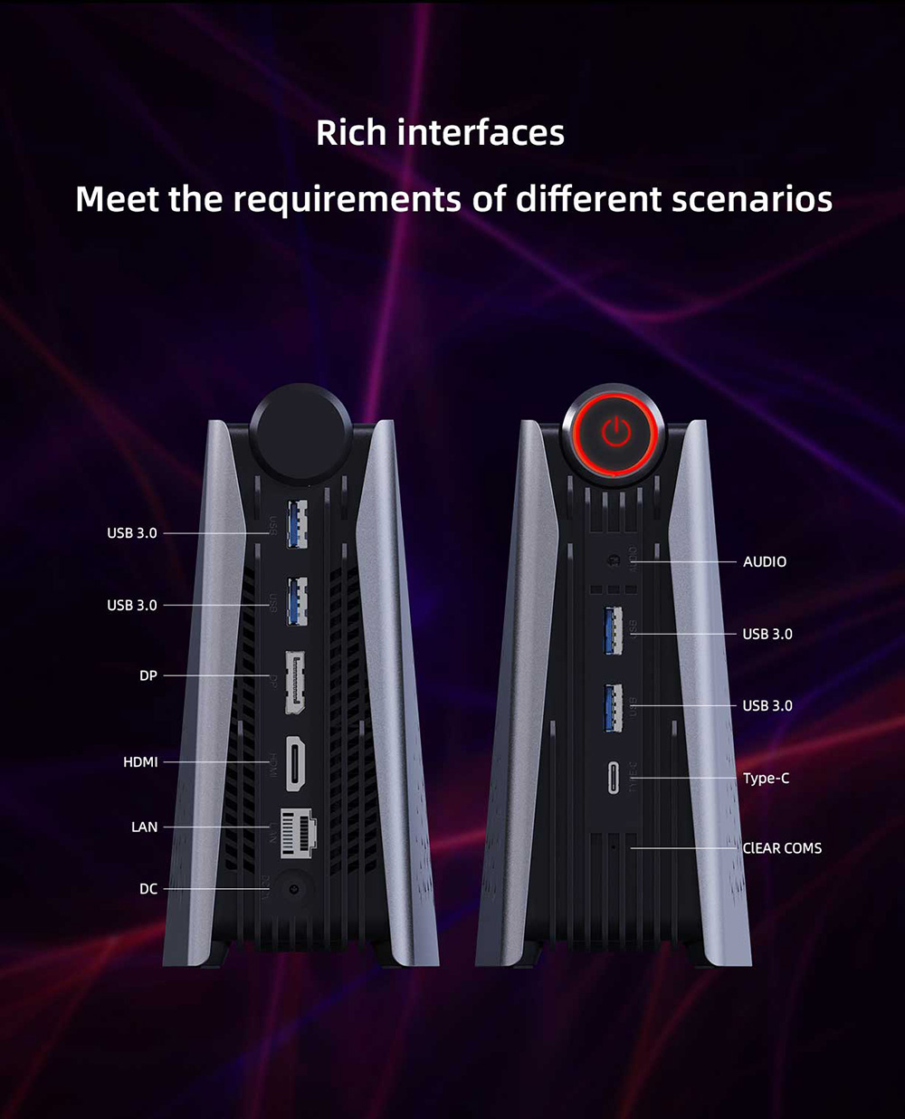 OUVIS AMR5 Mini-PC, AMD Ryzen 7 5800U 8 Kerne bis zu 4,4 GHz, 16 GB RAM 512 GB SSD, HDMI+DP+Type-C Dreifach-Display, WiFi 5 Bluetooth 5.0, 4*USB 3.0, 1*LAN, 1*Audio, Silent/Balance/Performance-Modi – EU-Stecker