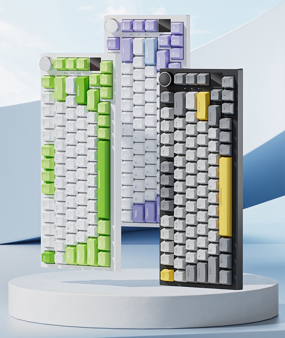 Ajazz AK820 Pro Gift Switch Mechanical Keyboard with TFT Smart Display, Three Connection Modes - Grey