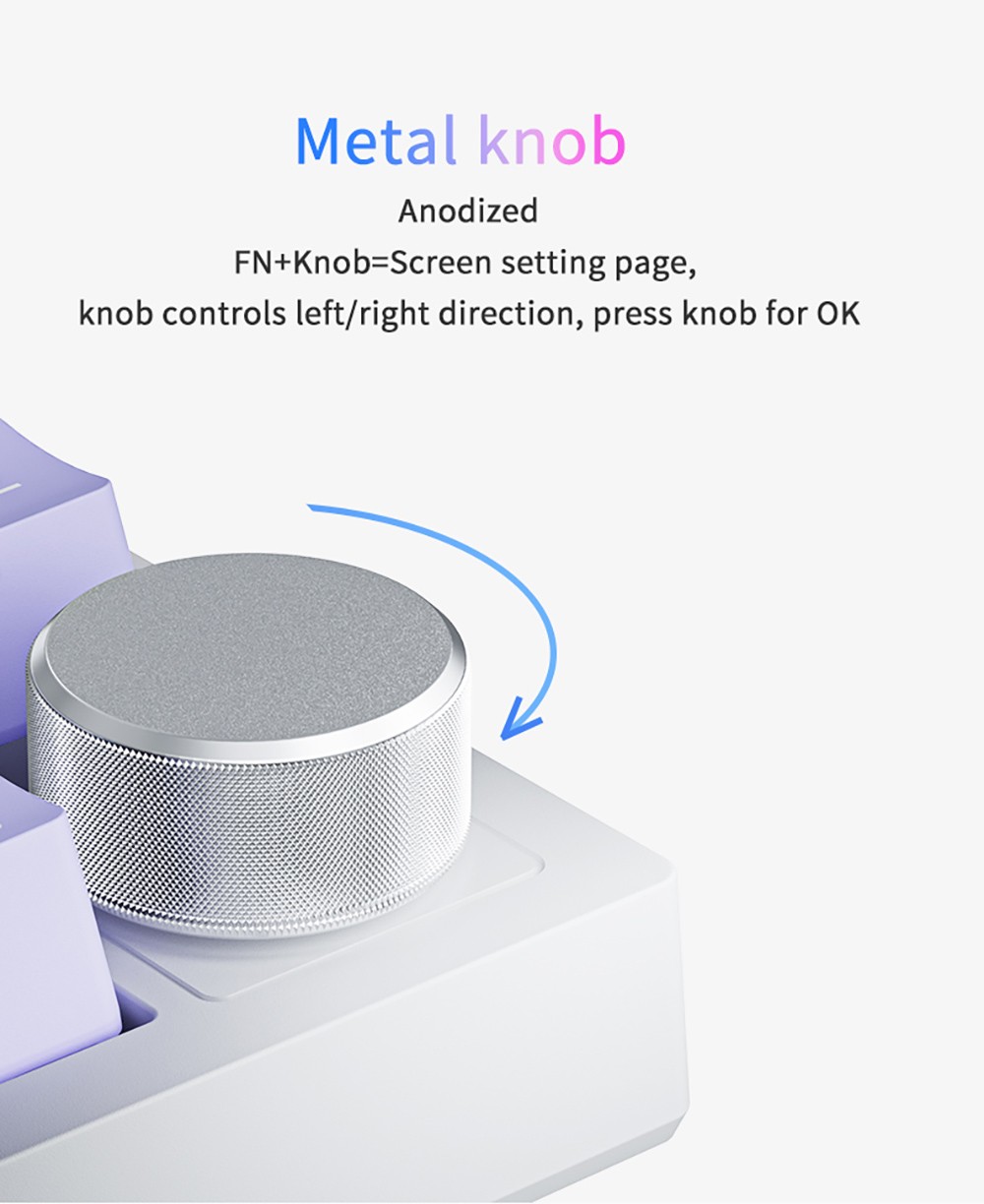 Ajazz AK820 Pro Gift Switch Mechanical Keyboard with TFT Smart Display, Three Connection Modes - Grey