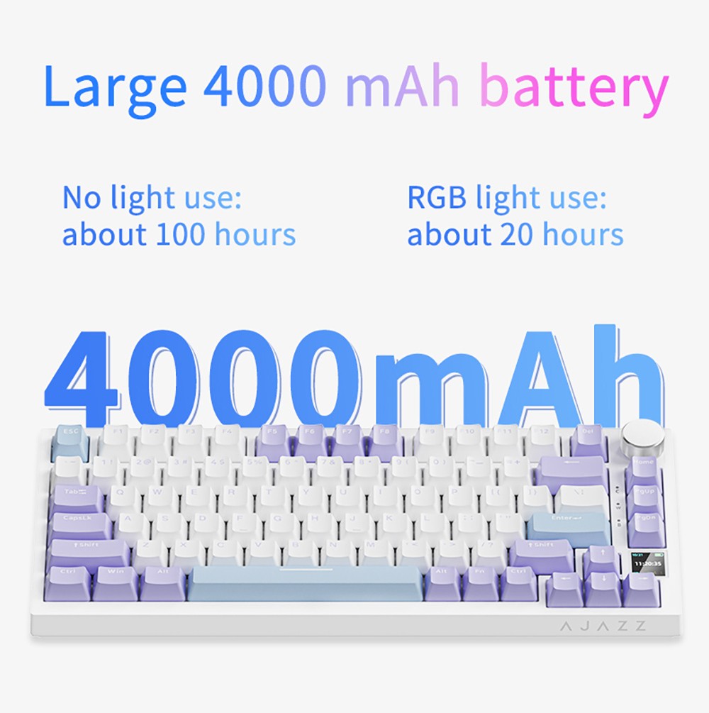Ajazz AK820 Pro Gift Switch Mechanical Keyboard with TFT Smart Display, Three Connection Modes - Grey
