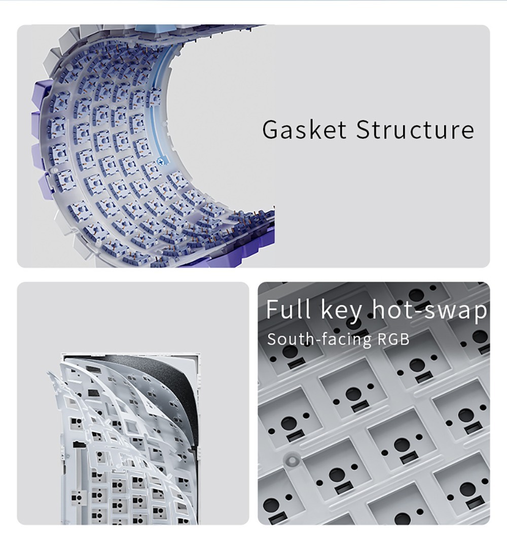 Ajazz AK820 Pro Gift Switch Mechanical Keyboard with TFT Smart Display, Three Connection Modes - Grey