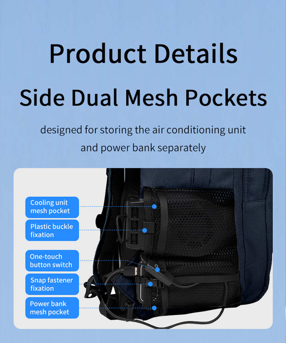 Cooling Air Conditioning Backpack - Navy Blue