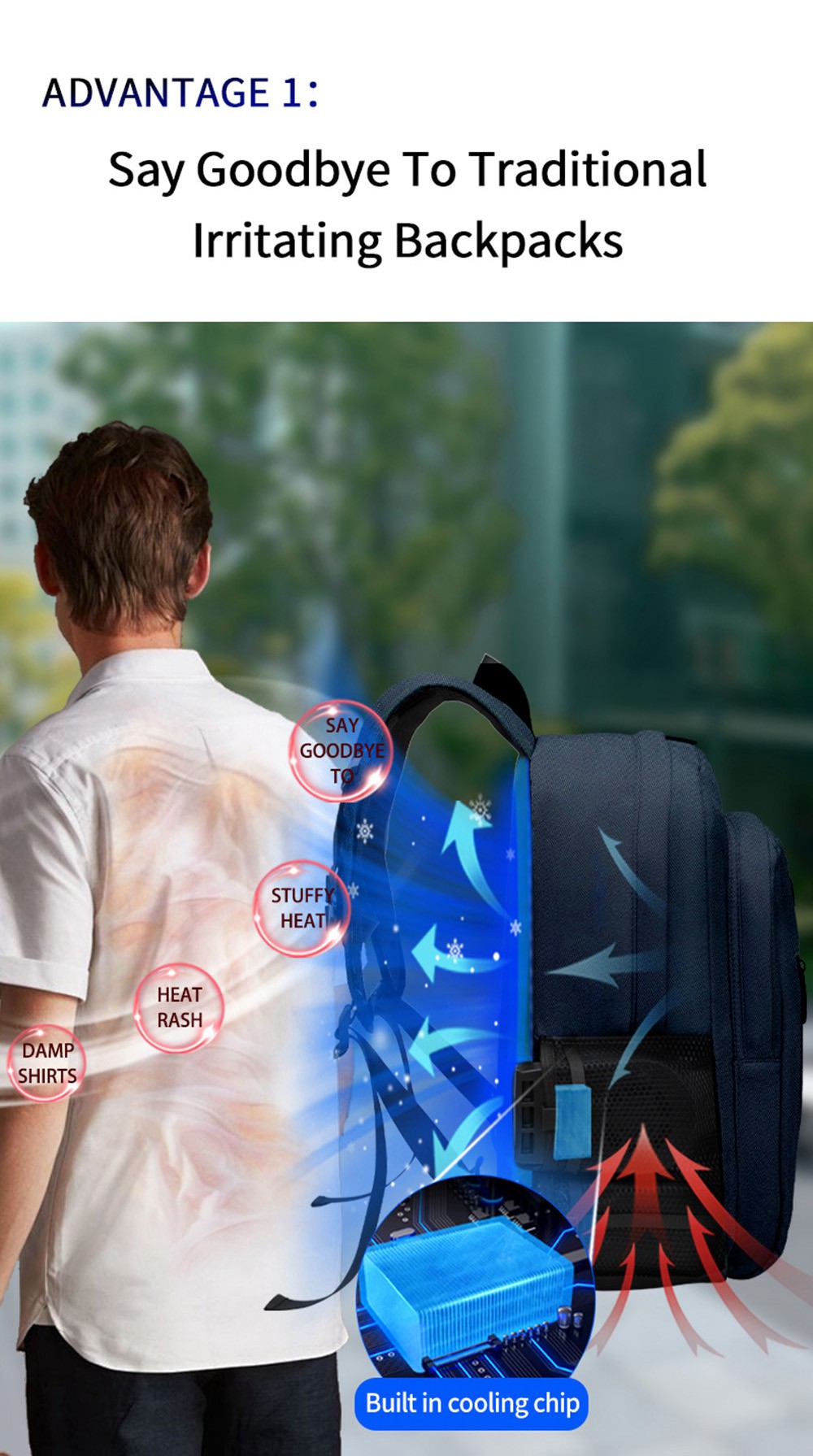 Cooling Air Conditioning Backpack - Navy Blue