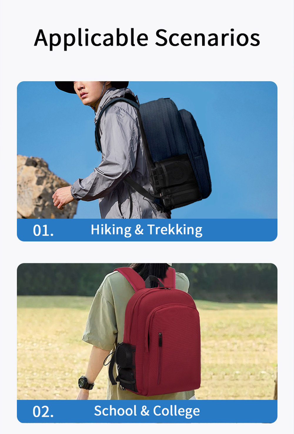 Cooling Air Conditioning Backpack - Navy Blue