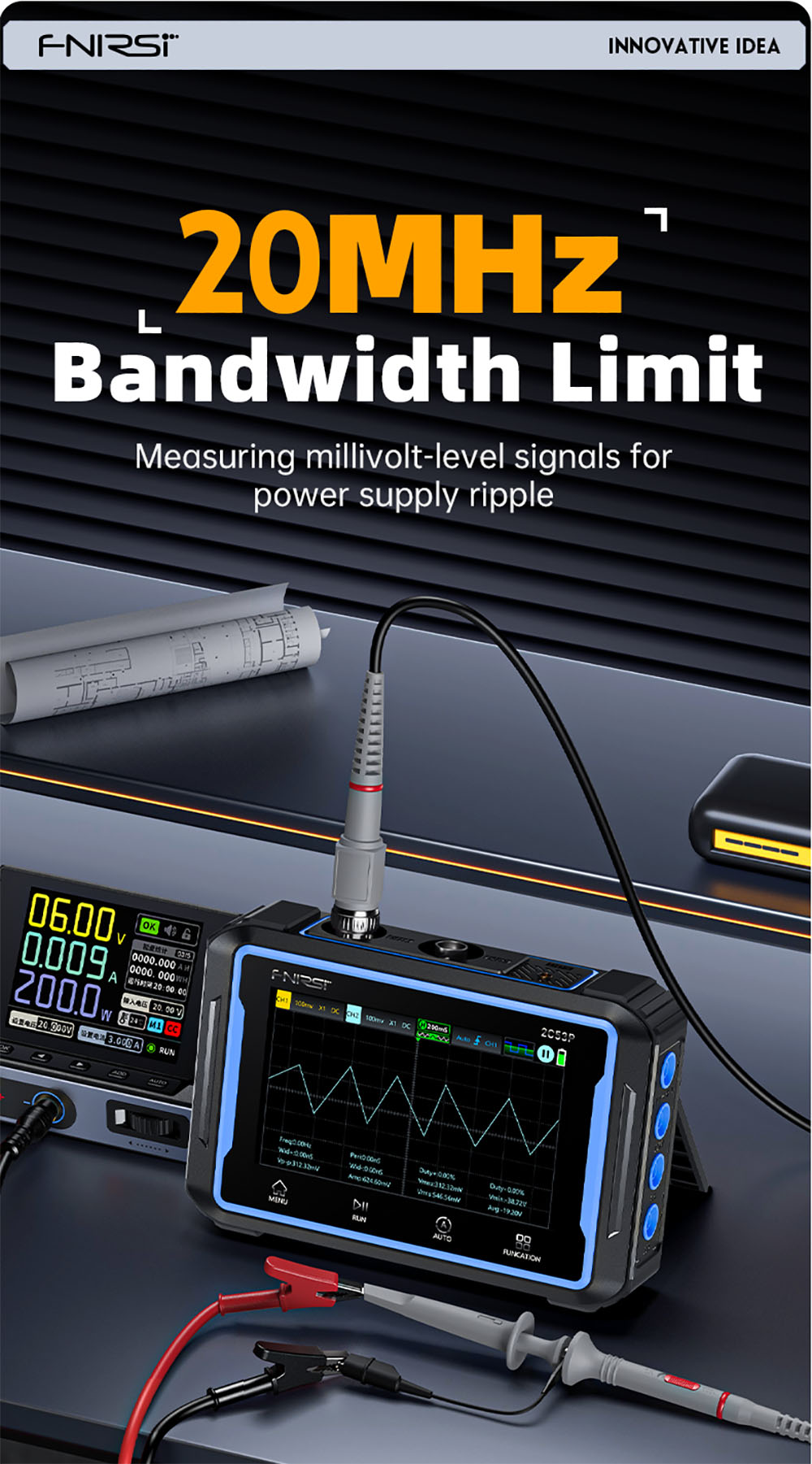 Fnirsi C P Digital Oscilloscope Multimeter Blue