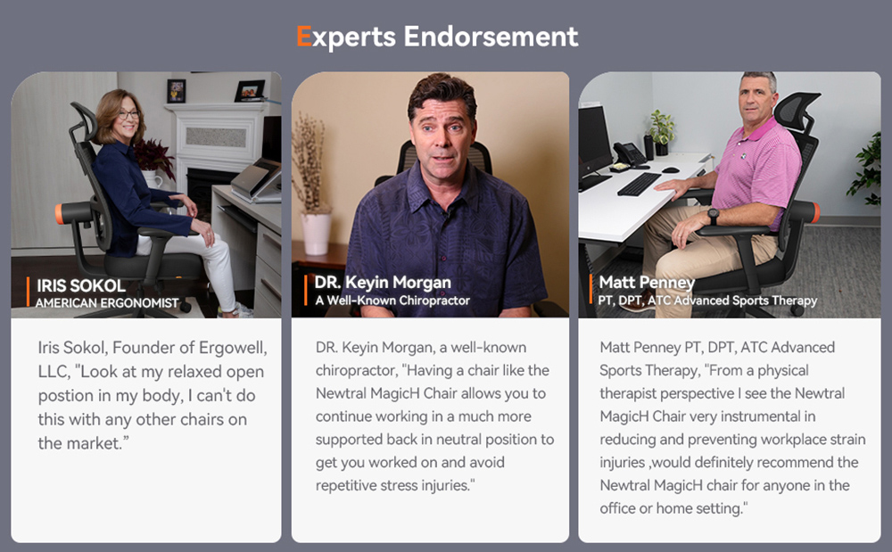 NEWTRAL MAGICH002 Ergonomic Office Chair, Auto-Following Backrest, Adaptive Lower Back Support, Adjustable Headrest Seat Depth, Black