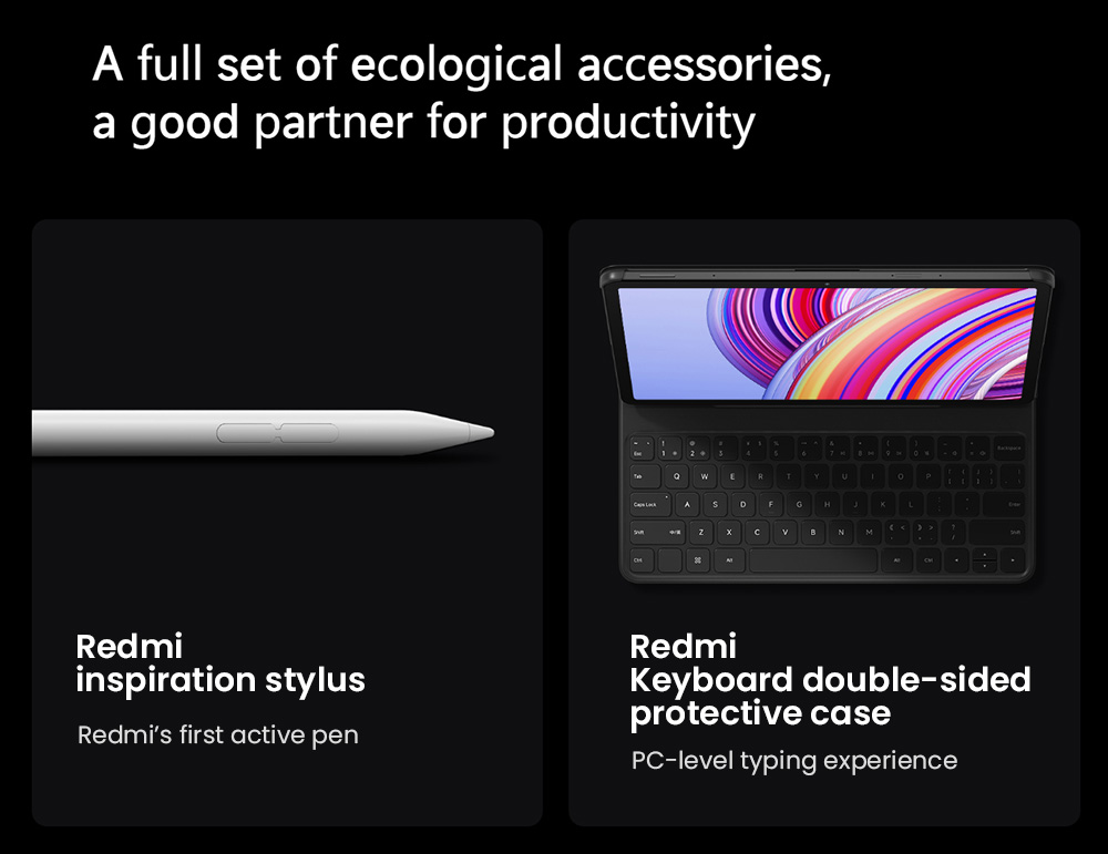 Redmi Pad Pro Tablet (CN Version) Keyboard Set, 12.1-inch 2560*1600 120Hz Screen, Snapdragon 7S 8 Cores 2.4GHz, 8GB RAM 128GB ROM, WiFi 6 Bluetooth5.2, 10000mAh Battery 33W Fast Charging, Android 14, 8MP+8MP Camera, Dolby Vision & Dolby Atmos - Grey