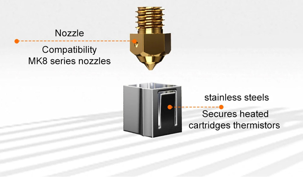 Trianglelab PT1000 CHCB-OT Hotend Kit, with ZS MK8 Plus 0.6mm Nozzle, for K1/K1 Max, Ender-3 V3 KE/Ender-3 V3 SE