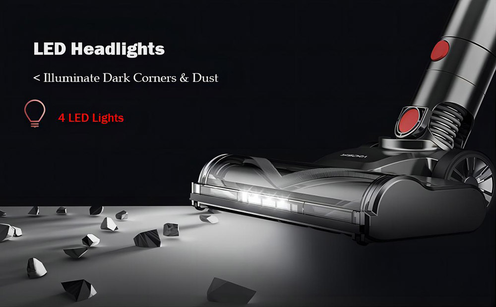 YISORA I8 Corded Vacuum Cleaner, 23kPa Powerful Suction, 0.8L Dust Cup, 6m Long Cord, 4 LED Headlights, Self-standing, Red