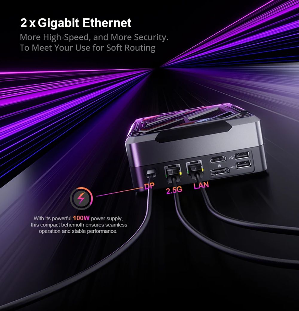 MN78 Gaming Mini PC with RGB Light, AMD Ryzen 7 7840HS Octa-Core 16 Threads Up to 5.1GHz, 32GB DDR5 RAM 1TB M.2 SSD, Windows 11 Pro, WiFi6 Bluetooth5.2, HDMI USB4 DP 4K@60Hz Triple Display, USB4*1 USB3.2*2 USB2.0*2 HDMI*1 LAN*2 - Black, EU