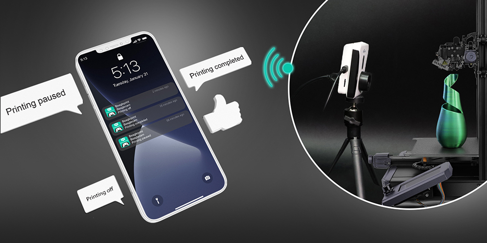 Mintion Beagle V2 3D Printer Camera, Support Klipper, 1080P Video Resolution, Manual Focus, WiFi Remote Control, Auto Time-Lapse Video, Electronic Zoom, Night Vision, PC/Mobile Connection