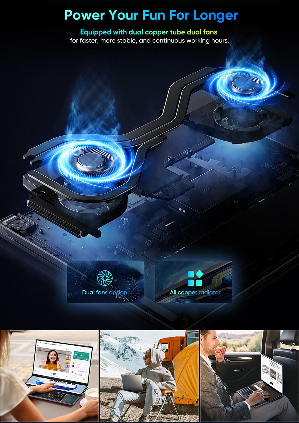 N-one NBook Fly Laptop, 16'' + 14'' Dual IPS Screen, Intel Core i7-10850H 6 Cores Up to 5.0 GHz, 16GB RAM 1TB SSD, Dual-band WiFi Bluetooth 4.2, 1*USB-C 3*USB3.0 1*HDMI 1*RJ45 1*Headphone Jack, 1MP Camera, Backlit Keyboard, 51WH Battery