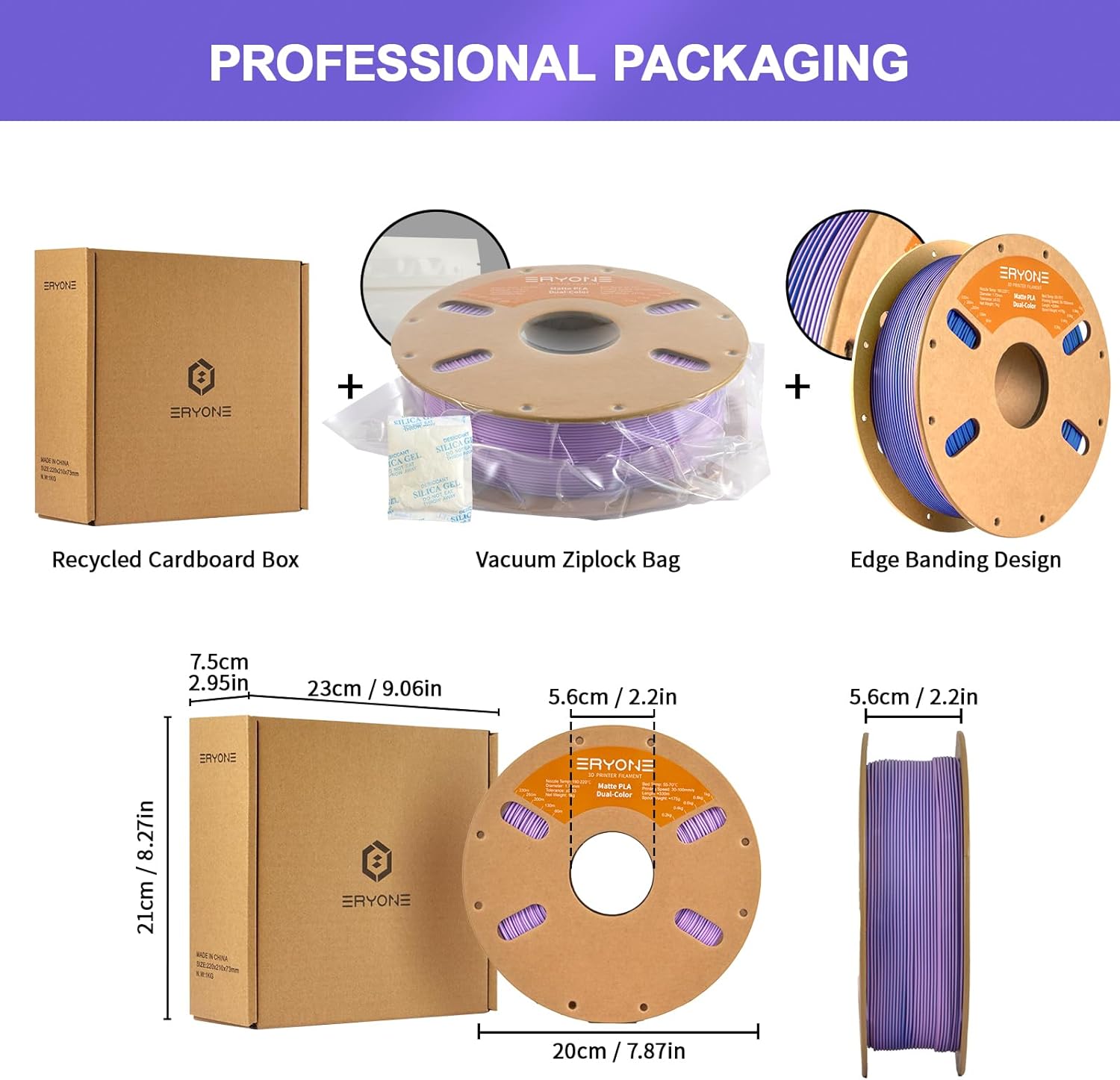 4kg ERYONE Matte PLA Filament - (1kg Rose Pink and Sage + 1kg Blue and White + 1kg Pink and Blue + 1kg Pink and Matte White)