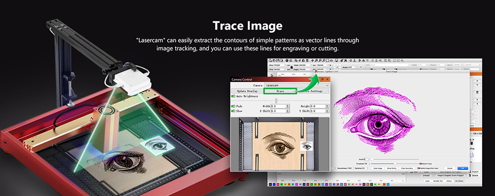 Mintion Lightburn Camera, 1080P Resolution, Fit Into Enclosure,2.4GHz & 5GHz Dual Band WiFi, Remote Monitor and Control, Precise Positioning, Image Tracing, Batch Engraving, Auto Timelapse Video, Lightburn Wireless Bridge