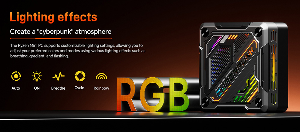 AOOSTAR GOD88 Mini PC, AMD Ryzen 7 8845HS 8 Core Max 5.1GHz, 16GB DDR5 RAM 512GB SSD, HDMI2.1 + USB4 + DP2.1 4K 120Hz Triple Display, WiFi6 Bluetooth5.2, 2*2.5G LAN, 2*USB3.0 2*USB2.0 1* Type-C 1* Audio Jack, RGB Light, 100W Charging - EU Plug