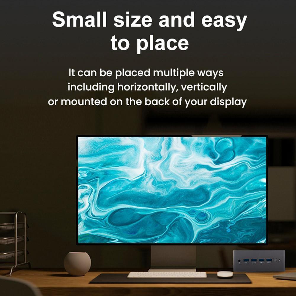 N9N Pro Mini PC, Intel Core i3-N305 4 Cores Up to 3.40GHz, 16GB RAM 512GB SSD, 1*HDMI+1*DP 4K Dual Display, WiFi 5 Bluetooth 4.2, 5*USB3.2 1*USB2.0 1*Tpye-C 2*RJ45 1*Audio Jack - EU