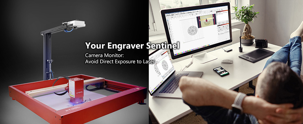 Mintion Lightburn Camera, 1080P Resolution, Fit Into Enclosure,2.4GHz & 5GHz Dual Band WiFi, Remote Monitor and Control, Precise Positioning, Image Tracing, Batch Engraving, Auto Timelapse Video, Lightburn Wireless Bridge