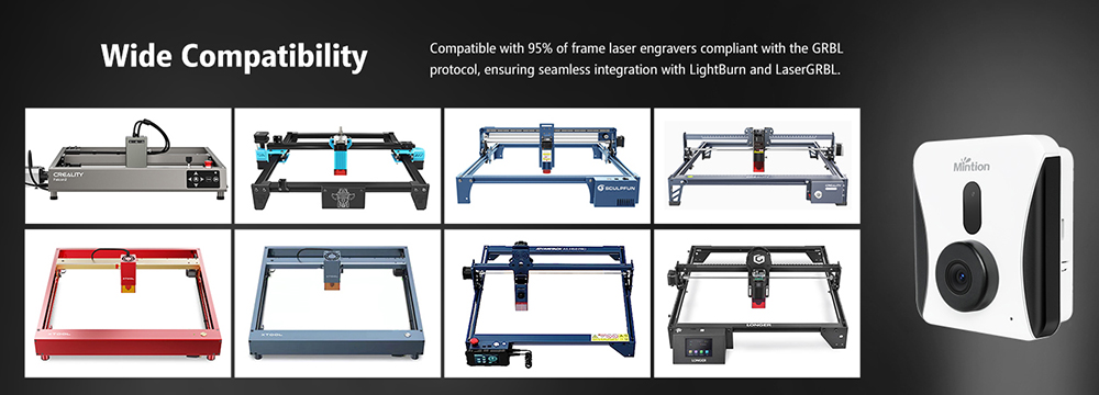 Mintion Lightburn Camera, 1080P Resolution, Fit Into Enclosure,2.4GHz & 5GHz Dual Band WiFi, Remote Monitor and Control, Precise Positioning, Image Tracing, Batch Engraving, Auto Timelapse Video, Lightburn Wireless Bridge