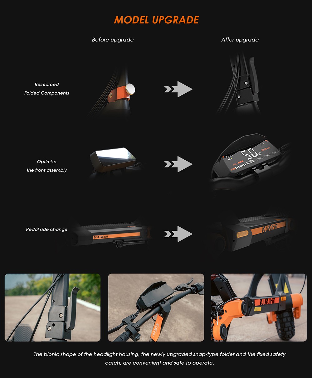 KuKirin G3 Adventurers Electric Scooter 10.5 Inch Off-road 1200W Rear Motor 52V 18Ah Lithium battery Max Speed 50KM/H Touchable Display Control Panel TPU Suspension System IPX4