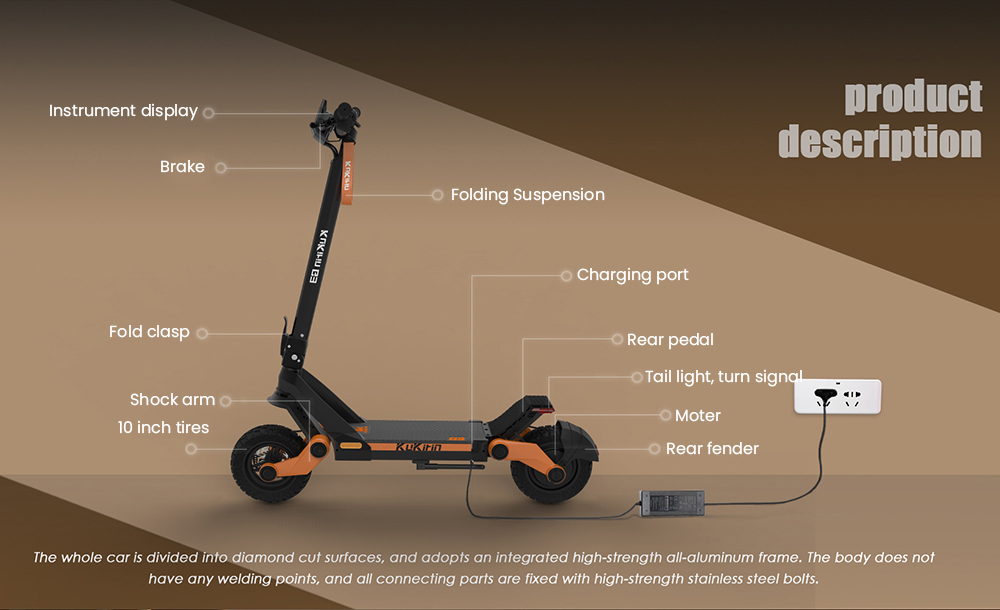 KuKirin G3 Adventurers Electric Scooter 10.5 Inch Off-road 1200W Rear Motor 52V 18Ah Lithium battery Max Speed 50KM/H Touchable Display Control Panel TPU Suspension System IPX4