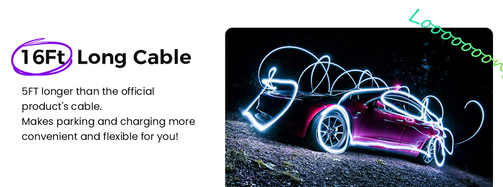 EG Evgoer EV Charger, Level 2 40 Amp, 16FT Charging Cable, 14-50P NEMA, Schedule Time & 8-40A Adjustable Current, for All Tesla Models