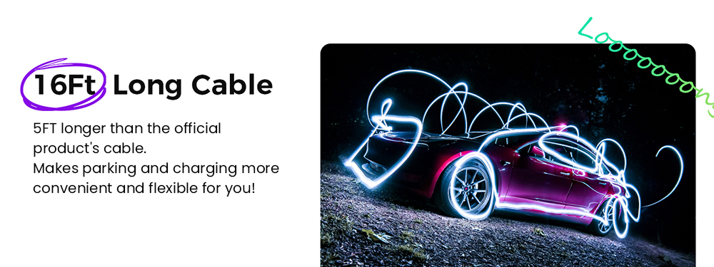 EG Evgoer EV Charger, Level 2 32 Amp, 16FT Cable, NEMA14-50 Plug, Adjustable Current, IP66 Waterproof, for All Tesla Models