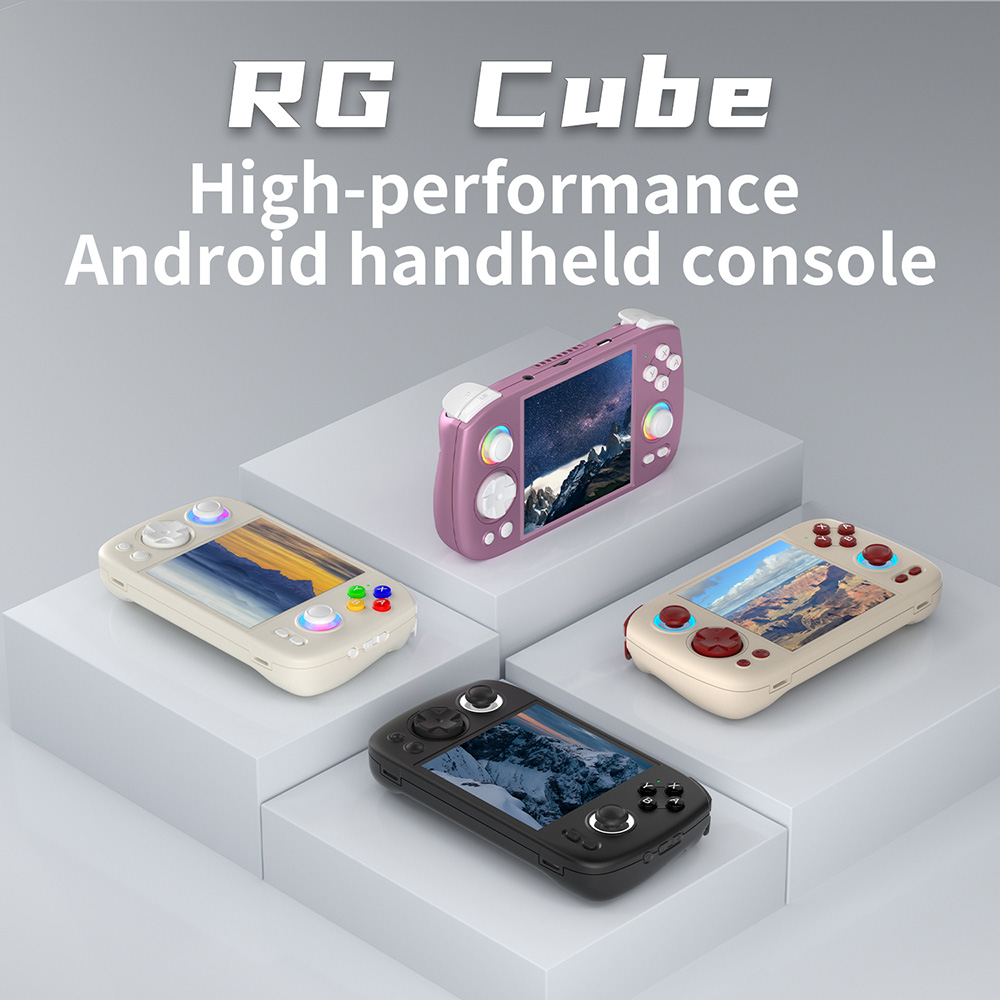 ANBERNIC RG Cube Game Console, 128GB TF Card 4000+ Games, 8GB LPDDR4X RAM 128GB UFS2.2 Storage, Android 13, 3.95-inch IPS Touchscreen 720*720, 5G WiFi Bluetooth 5.0, Moonlight Streaming, 7 Hours of Playtime, RGB Light - Purple