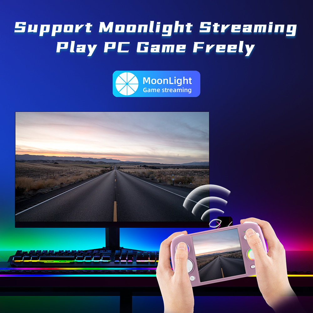 ANBERNIC RG Cube Game Console, 128GB TF Card 4000+ Games, 8GB LPDDR4X RAM 128GB UFS2.2 Storage, Android 13, 3.95-inch IPS Touchscreen 720*720, 5G WiFi Bluetooth 5.0, Moonlight Streaming, 7 Hours of Playtime, RGB Light - Purple