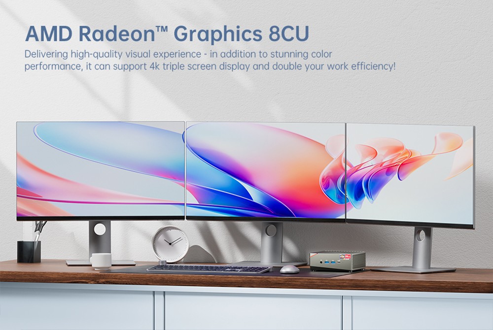 AOOSTAR MN57 Mini PC, AMD R7 5700U 8 Cores up to 4.3GHz, 32GB DDR4 RAM 1TB SSD, WiFi 6 Bluetooth 5.2, HDMI Type-C DP 4K Triple Display, 2*USB2.0 2*USB3.0 1*Headphone Jack, 2.5Gbps+1Gbps Dual LAN - UK Plug