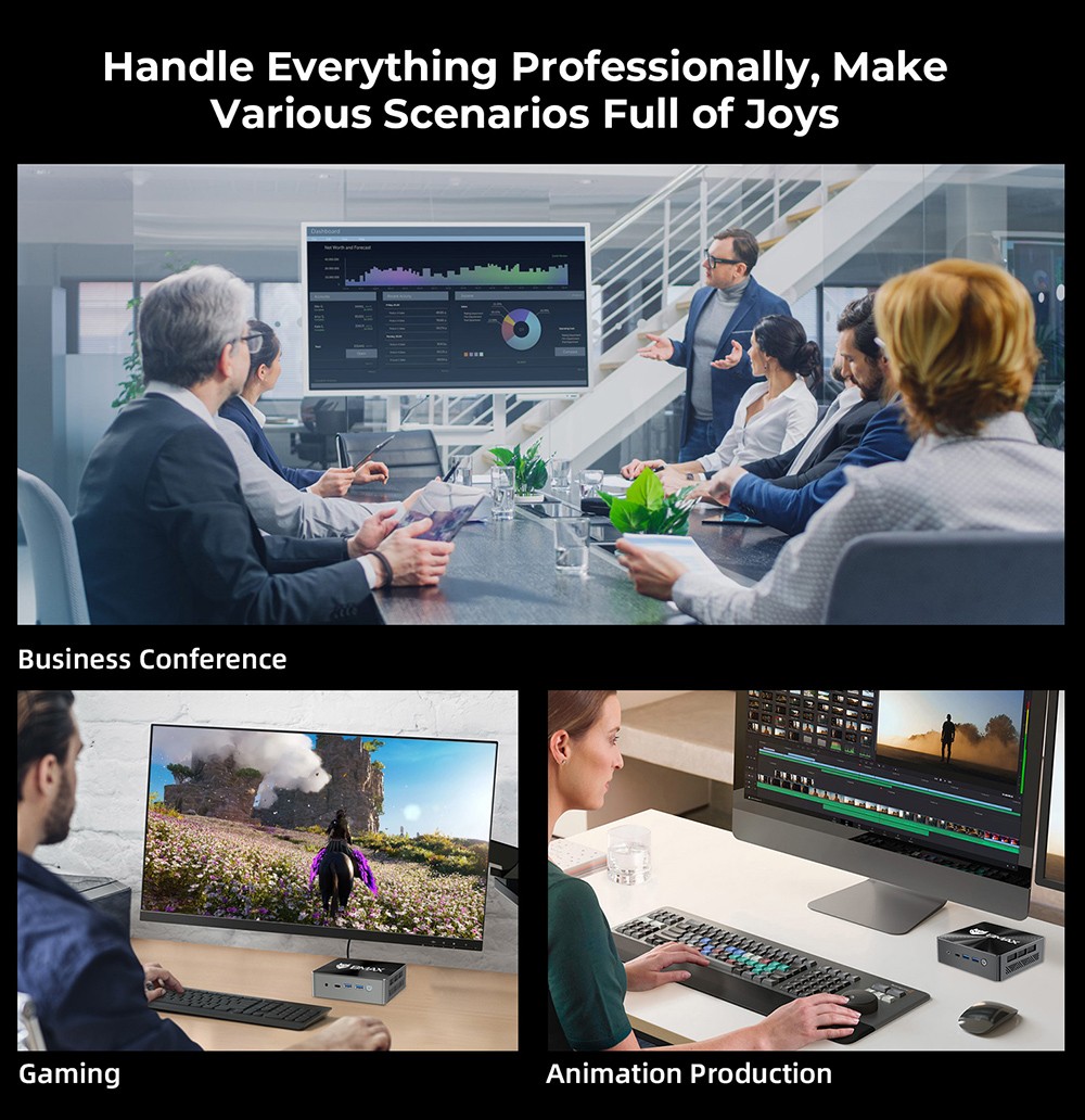 BMAX B8 Power Mini PC, Intel Core i9-12900H 14 Cores Max 5.0GHz, 24GB LPDDR5 RAM 1TB SSD, 2*HDMI 2.1 + Type-C 4K@60Hz Triple Screen Display, Support Dynamic HDR, WiFi 6 Bluetooth 5.2, 2*USB 3.2 2*USB 2.0 1*RJ45 1*3.5mm Headset Jack