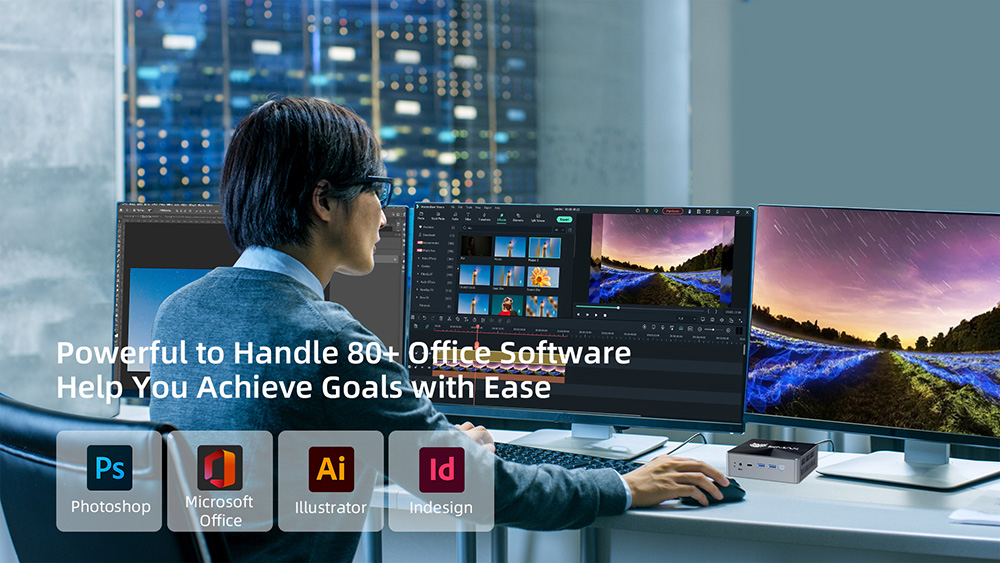 BMAX B8 Power Mini PC, Intel Core i9-12900H 14 Cores Max 5.0GHz, 24GB LPDDR5 RAM 1TB SSD, 2*HDMI 2.1 + Type-C 4K@60Hz Triple Screen Display, Support Dynamic HDR, WiFi 6 Bluetooth 5.2, 2*USB 3.2 2*USB 2.0 1*RJ45 1*3.5mm Headset Jack