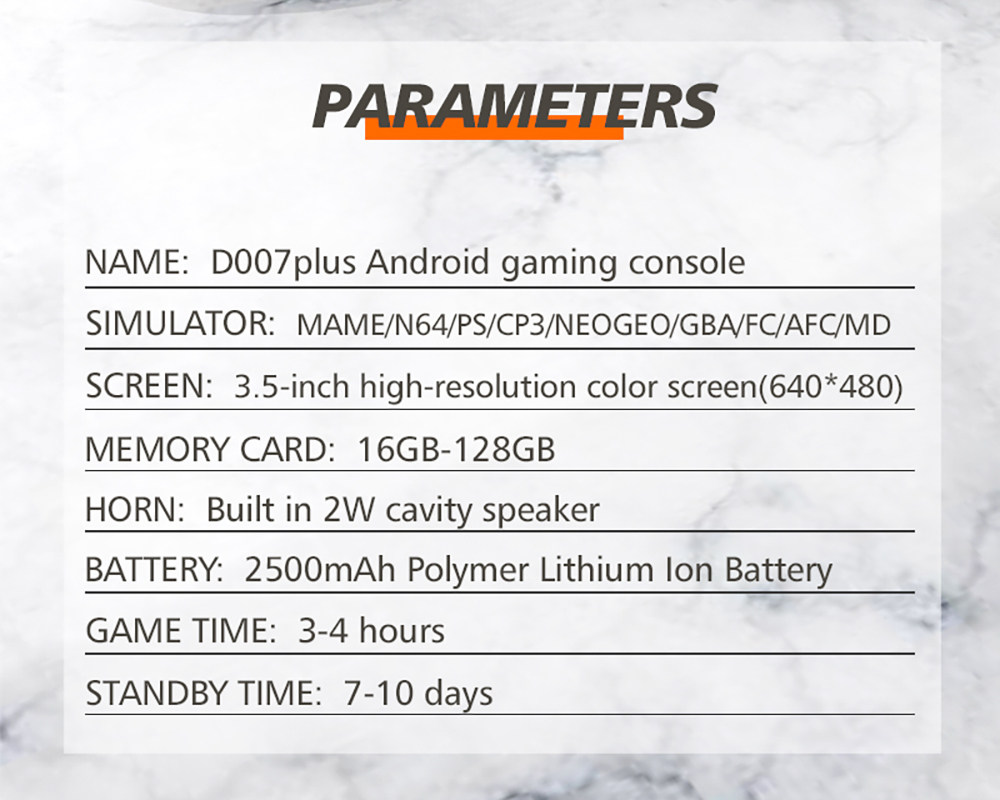 D007 Plus 64GB Handheld Game Console, 10000+ Games Preinstalled, 3.5-inch IPS Screen, Support Game Controller Connection - Golden