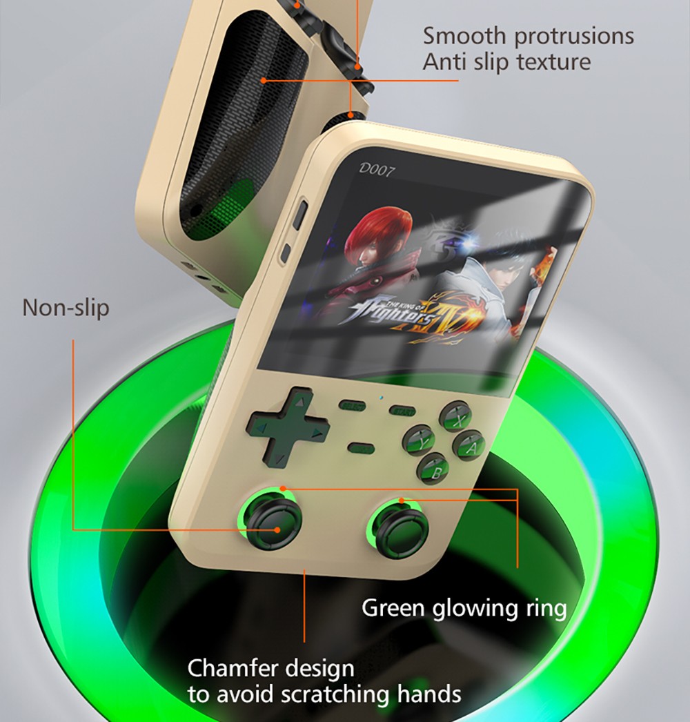 D007 Plus 64GB Handheld Game Console, 10000+ Games Preinstalled, 3.5-inch IPS Screen, Support Game Controller Connection - Golden