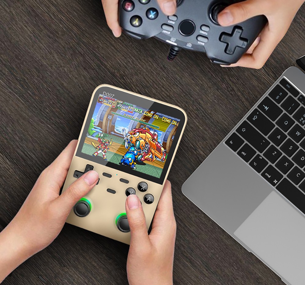 D007 Plus 64GB Handheld Game Console, 10000+ Games Preinstalled, 3.5-inch IPS Screen, Support Game Controller Connection - Green