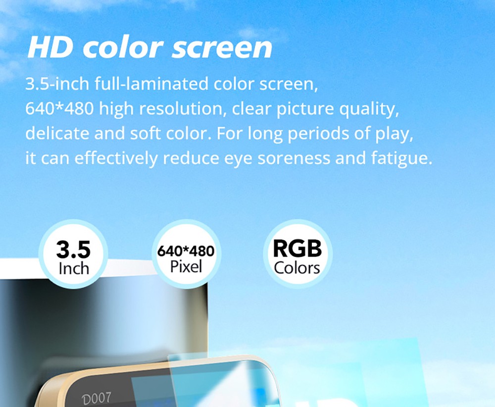 D007 Plus 64GB Handheld Game Console, 10000+ Games Preinstalled, 3.5-inch IPS Screen, Support Game Controller Connection - Grey