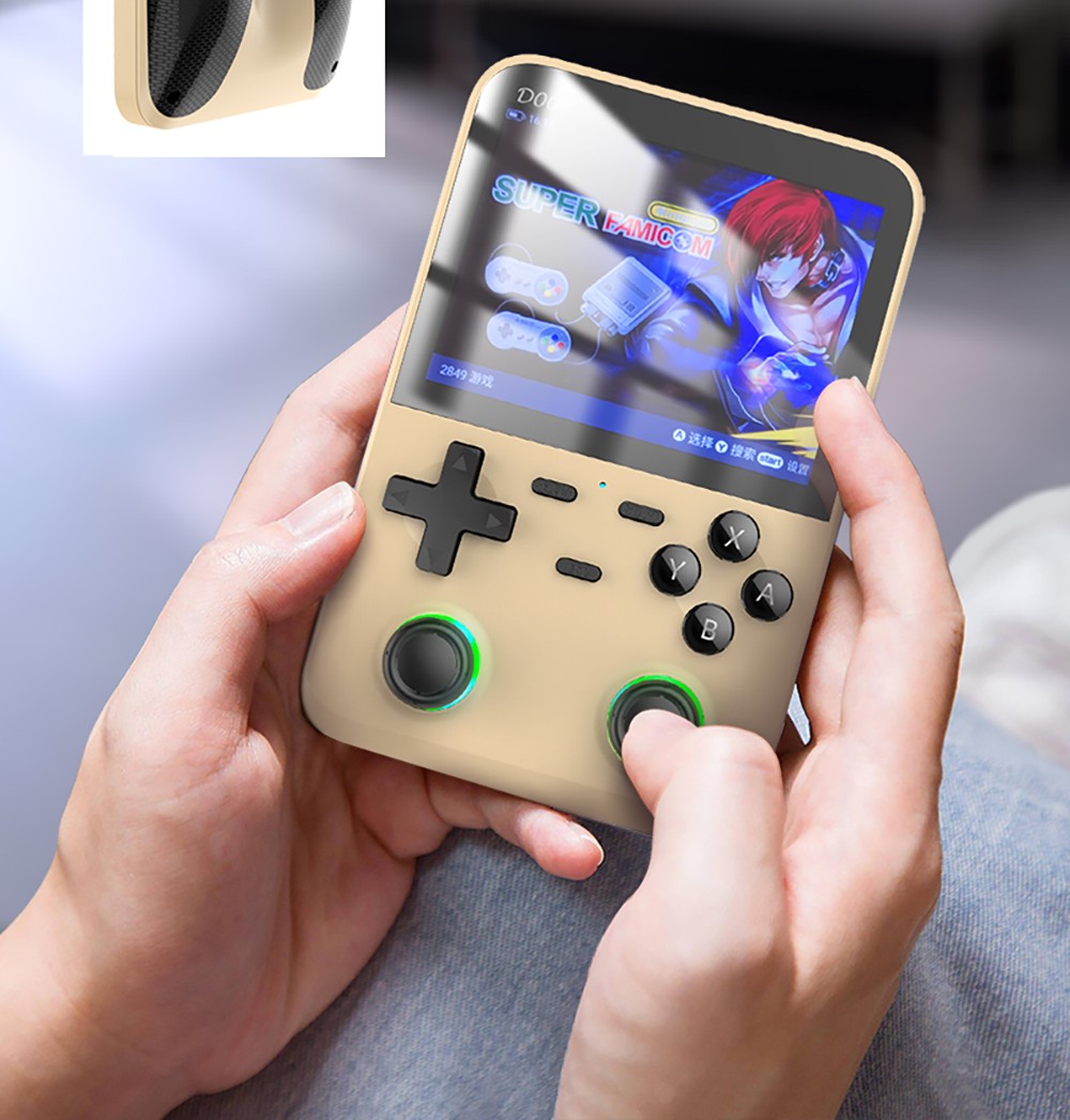 D007 Plus 64GB Handheld Game Console, 10000+ Games Preinstalled, 3.5-inch IPS Screen, Support Game Controller Connection - Transparent Purple