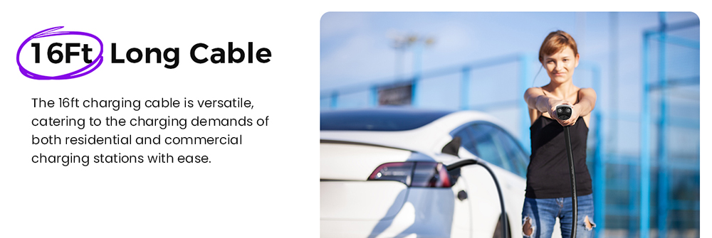 EG Evgoer Level 1 EV Charger, 15Amp 110V, Schedule Time & 4 Adjustable Current, NEMA 5-15 Plug, 16.4ft Charging Cable, for All Tesla Model 3/Y/X/S/Cybertruck