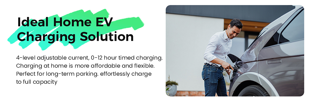 EG Evgoer Level 1 EV Charger, 15Amp 110V, Schedule Time & 4 Adjustable Current, NEMA 5-15 Plug, 16.4ft Charging Cable, for All Tesla Model 3/Y/X/S/Cybertruck
