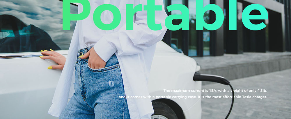 EG Evgoer Level 1 EV Charger, 15Amp 110V, Schedule Time & 4 Adjustable Current, NEMA 5-15 Plug, 16.4ft Charging Cable, for All Tesla Model 3/Y/X/S/Cybertruck