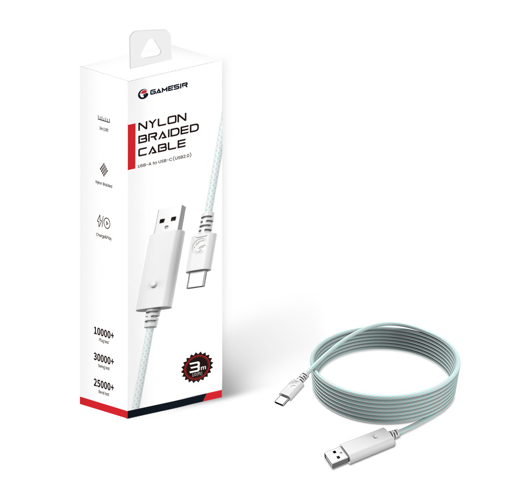 GameSir 10ft USB-A to USB-C Cable for G7/G7 SE/T4 Kaleid - White