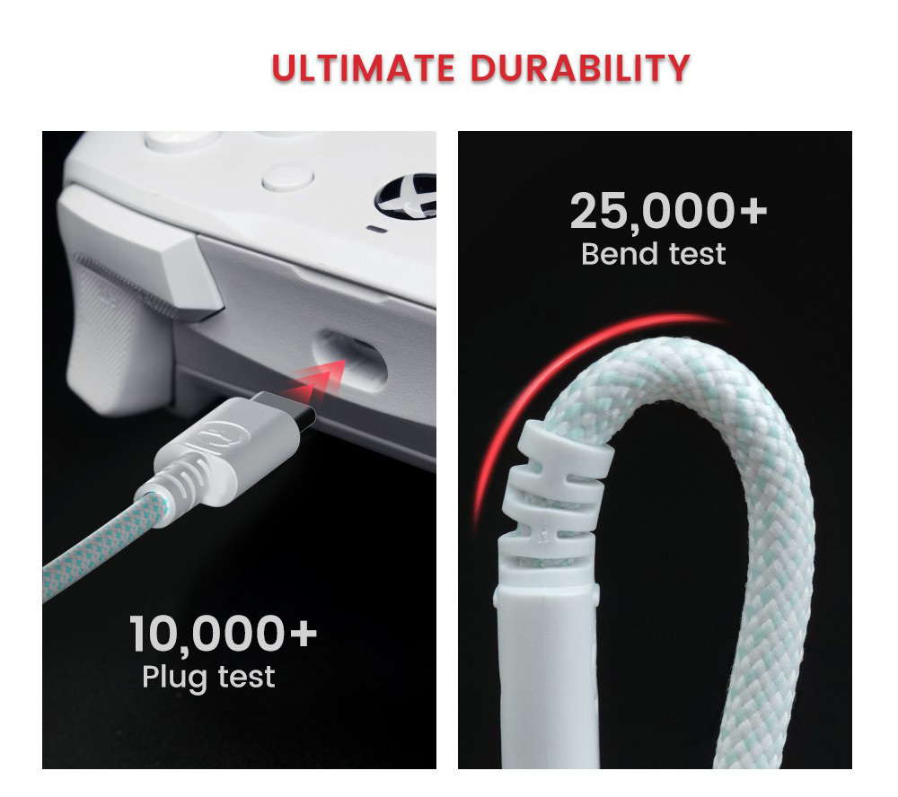 GameSir 10ft USB-A to USB-C Cable for G7/G7 SE/T4 Kaleid - White