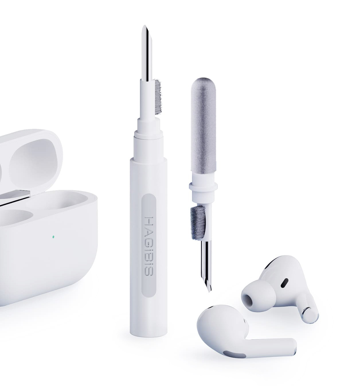 Hagibis Multifunctional Cleaning Tool, Keyboard Cleaning Brusbh Headphones Cleaning Pen - White