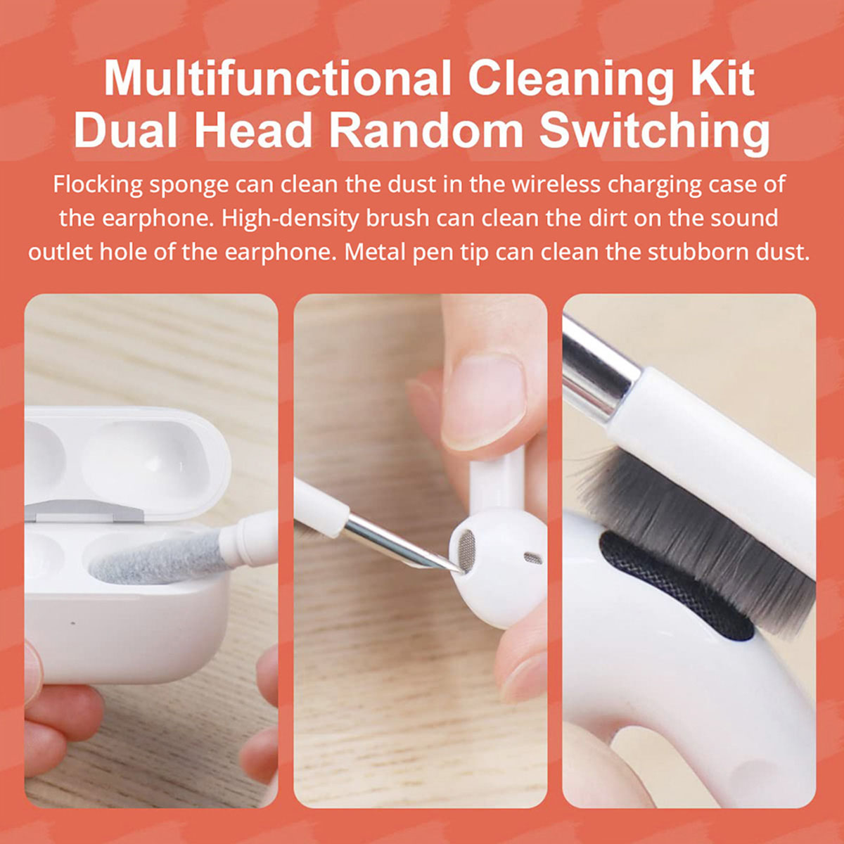 Hagibis Multifunctional Cleaning Tool, Keyboard Cleaning Brusbh Headphones Cleaning Pen - White