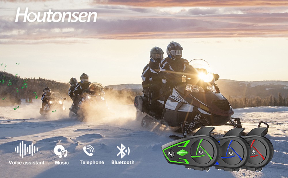 Houtonsen S3 Motorcycle Helmet Bluetooth Headset, 1000M Intercom, RGB Ambient Light, IP67 Waterproof
