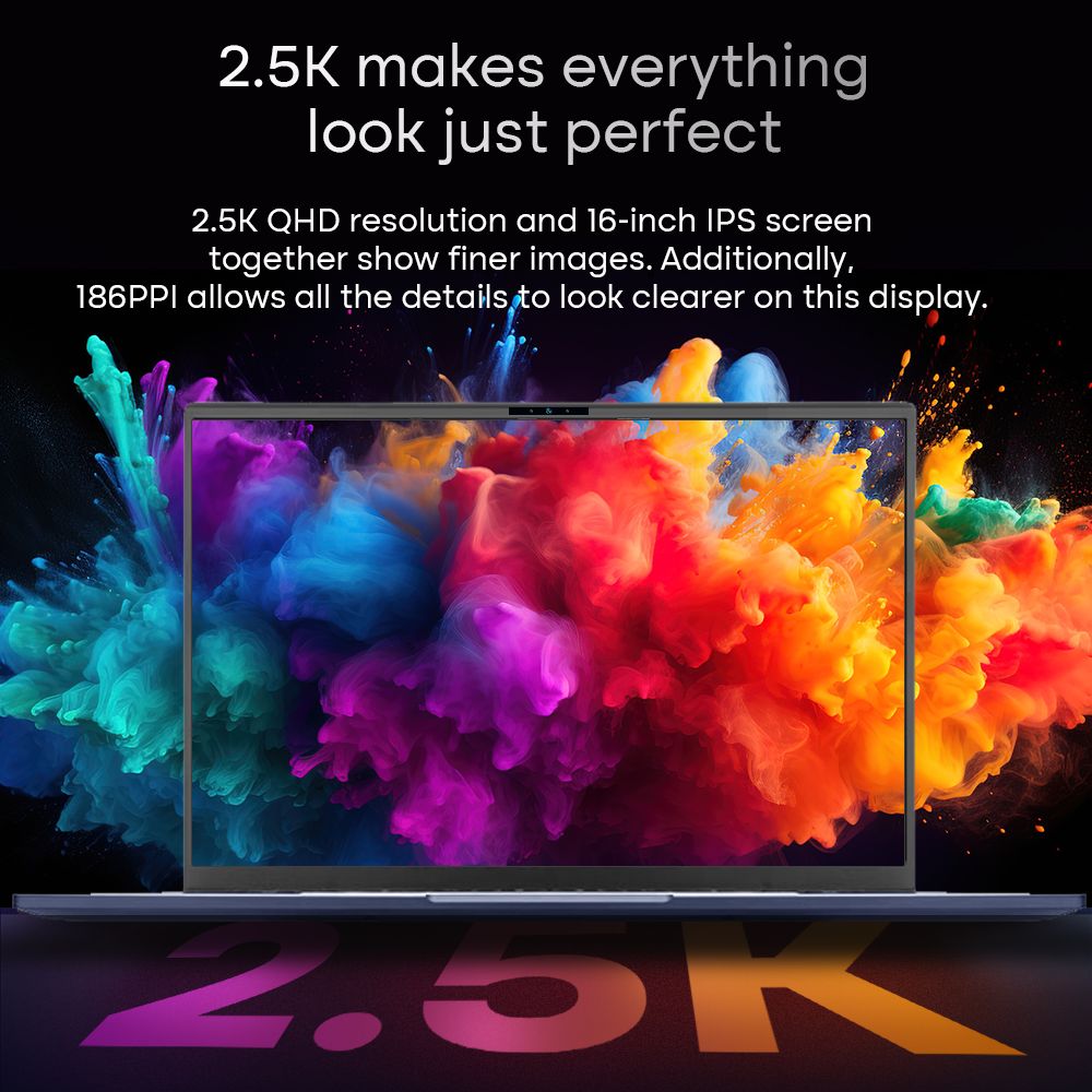 Ninkear A16 Pro Laptop, 16'' 2560*1600 IPS Screen, 120Hz Refresh Rate, AMD Ryzen 7 8845HS 8 Cores Max 5.10GHz, 32GB DDR5 RAM 1TB SSD, WiFi 6, Bluetooth 5.2, 2*Full-featured USB-C 2*USB 3.0 1*HDMI 1*Earphone Jack, 80.08Wh Battery, 100W GaN Charger