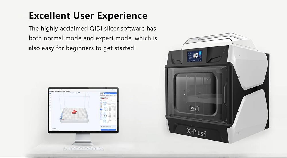 QIDI TECH X-Plus 3 3D Printer, Auto Levelling, 600mm/s Printing Speed, Flexible HF Board, Chamber Circulation Fan, Filament Detection, Dryer Box, 280*280*270mm