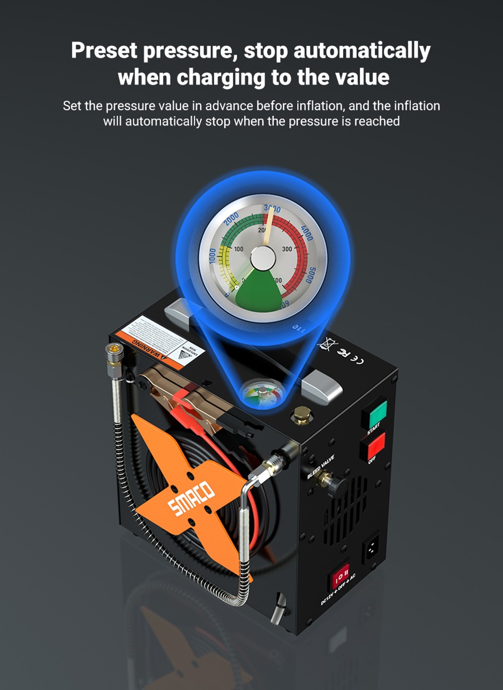 SMACO Portable High-Pressure 4500Psi Electric Air Compressor