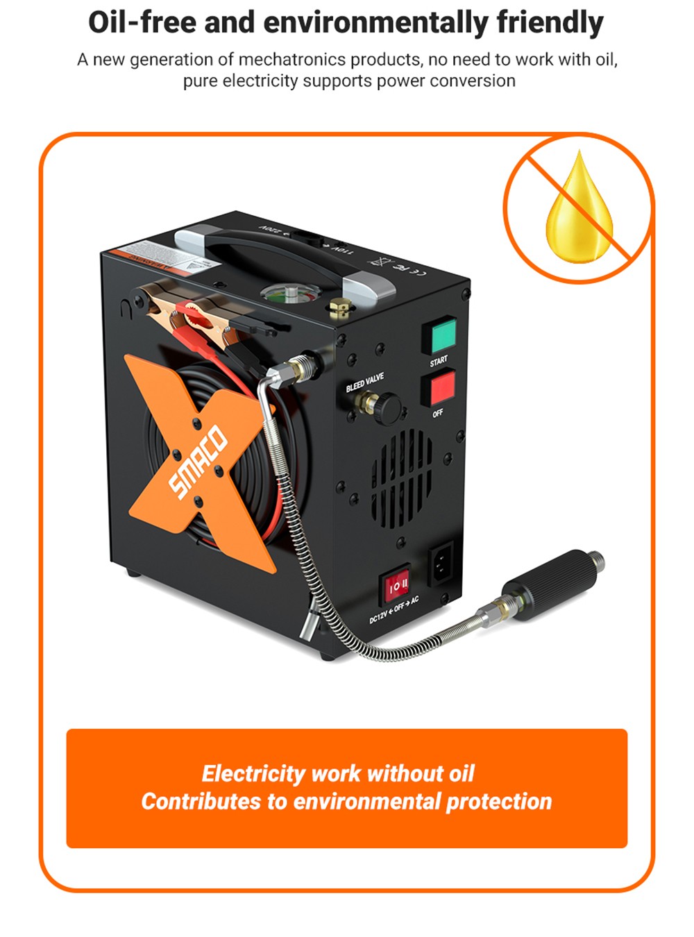 SMACO Portable High-Pressure 4500Psi Electric Air Compressor